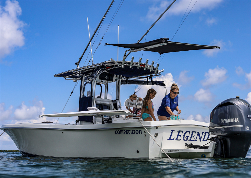 TACO Marine ShadeFin boat shade on a Competition Boat